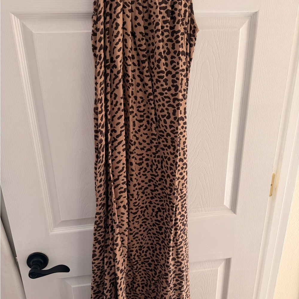 Sundry Brown Leopard Print Maxi Dress
